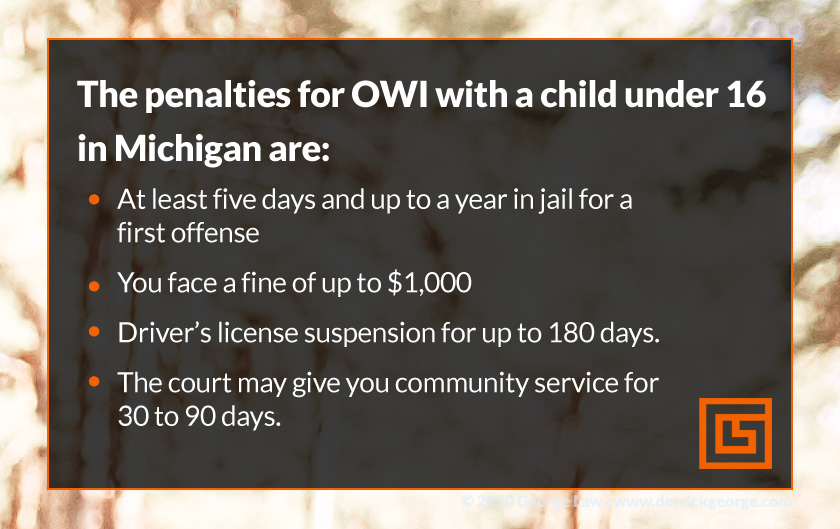 Text-the penalties for OWI with a child under 16 in Michigan