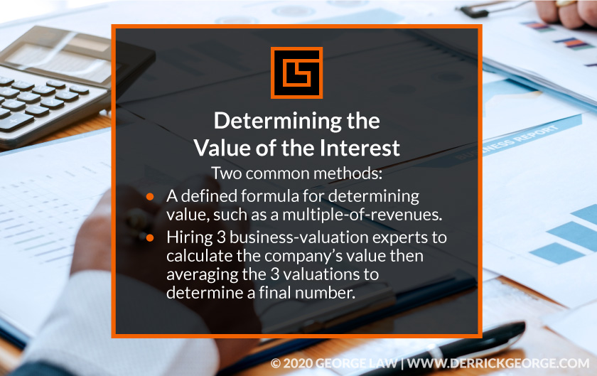 Callout 2 documents on desk with text Determining the Value of the Interest