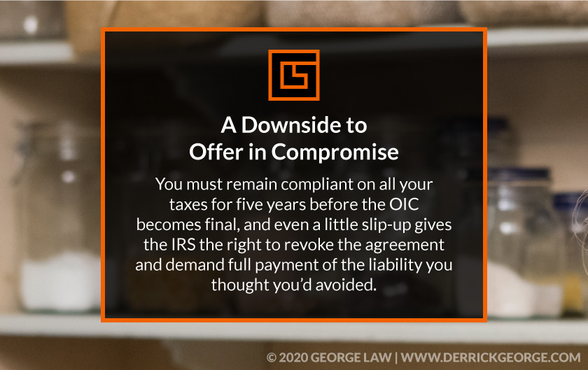 Callout 4 background with jars on shelf with text A Downside to Offer in Compromise