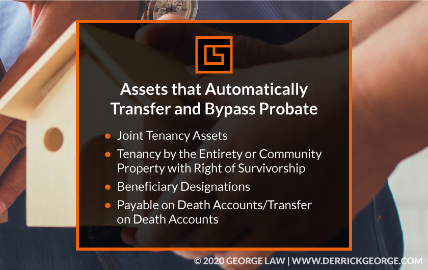 Callout 1 background image hands holding a wooden house with text Assets that Automatically Transfer and Bypass Probate