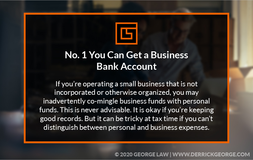 callout 1 with text, No. 1 You Can Get a Business Bank Account